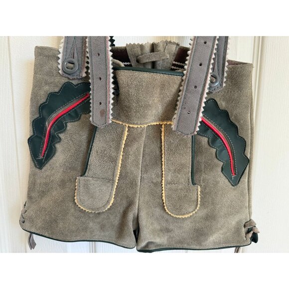 Vintage 1960's Octoberfest Suede Lederhosen Leather Shorts with Suspenders Child - Picture 3 of 9